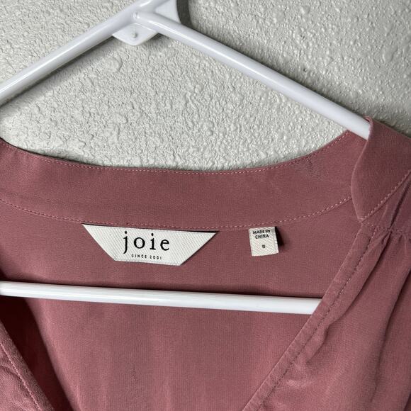 Joie Lasha Silk Blouse Women’s Small Mauve V Neck Blouson Sleeve Top - Picture 5 of 9